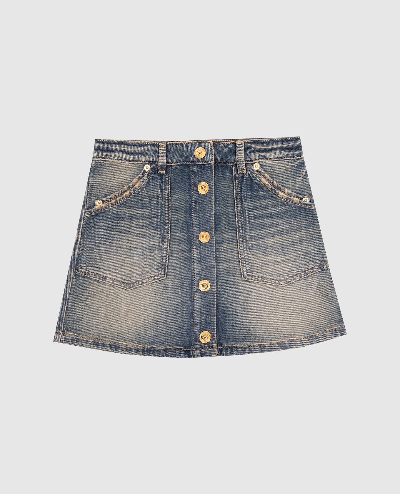 

Детская джинсовая юбка с логотипом, Синий, Юбки Мини