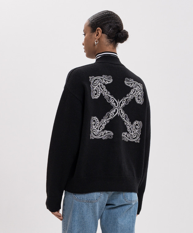 Off-White Чорний кардиган з вовною 2FE00535T зображення 4