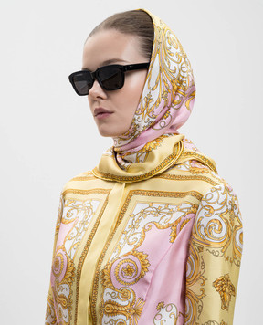Versace Рожева хустка із шовку в принт Бароко 10016001A17059
