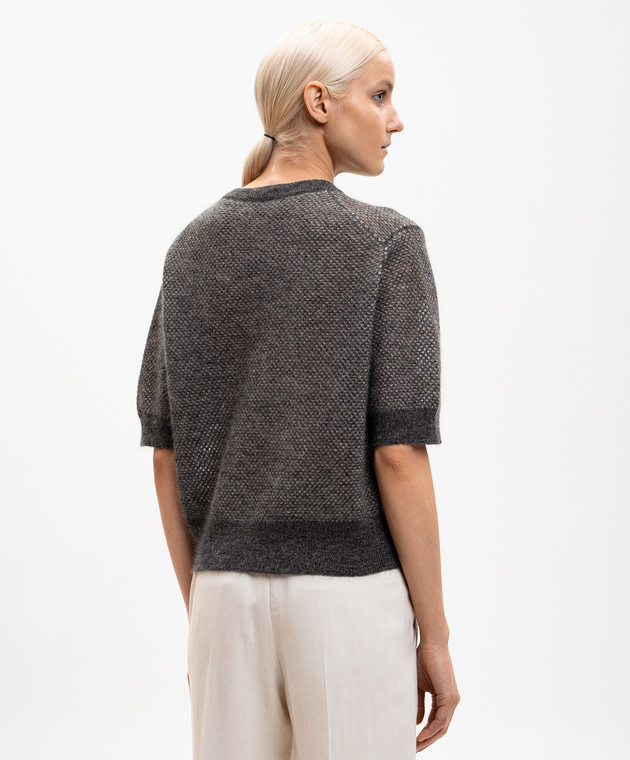 Brunello Cucinelli Серый топ с шерстью с люрексом MGG270500P изображение 4