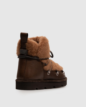 Brunello Cucinelli Коричневые кожаные мунбуты на меху MZSLG3427