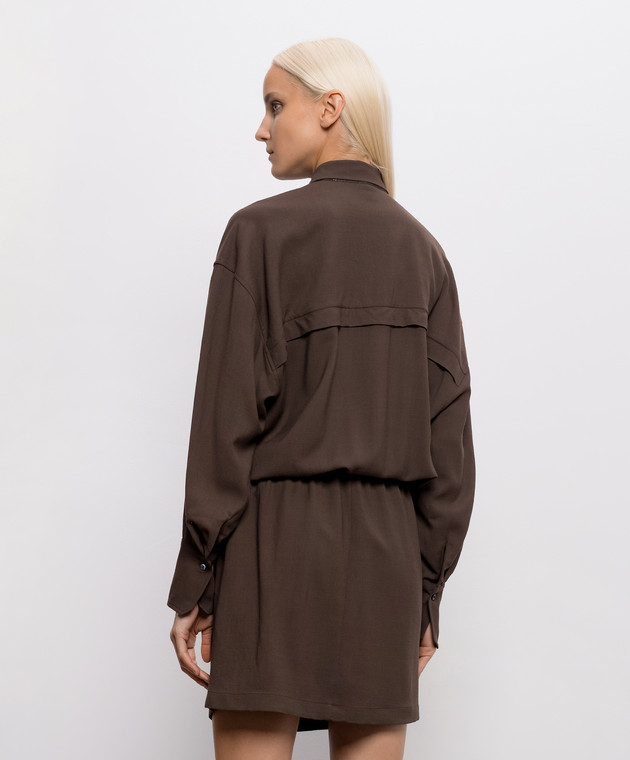Brunello Cucinelli Коричнева сукня з вовною MG542AB1A1 зображення 4