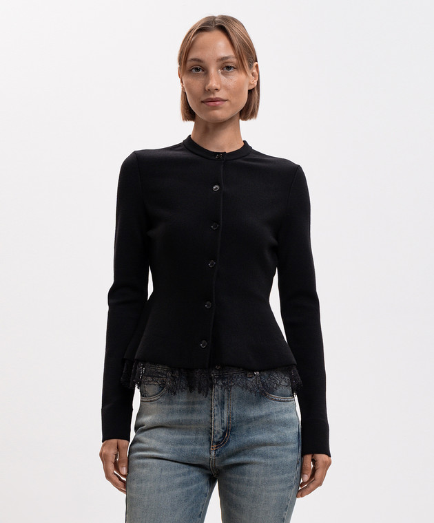 Alexander McQueen Чорний кардиган з мереживом A002ZTQ1BH7 зображення 3