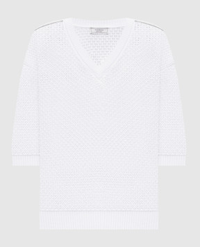 Peserico Білий ажурний топ з ланцюжком моніль S99110F0709234