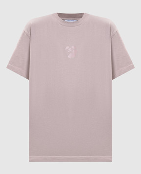 Off-White Рожева футболка з брендовим принтом 2FA00489T