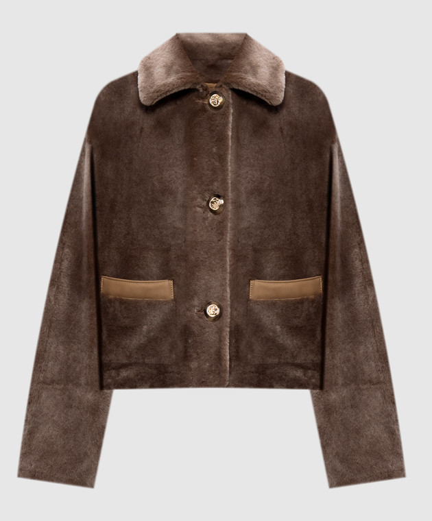 Babe Pay Pls Бежевая укороченная дубленка 2527MERINO