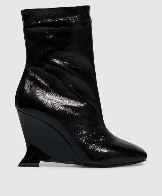 Balmain Чорні шкіряні лаковані ботильйони HN0TE310LMSI