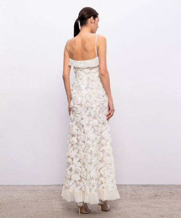 Nissa Платье с цветочными аппликациями цвета айвори RRS16667 изображение 4