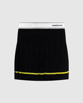 Casablanca Чорна спідниця-плісе з логотипом WSP26KW123401