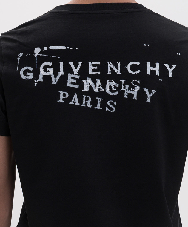 Givenchy Черная футболка с принтом Stamp BW70FJP7A7 изображение 5