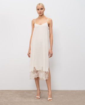 Fabiana Filippi Бежева сукня-комбінація з шовком TPD276F747M158