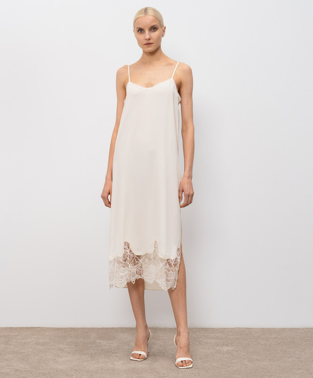 Fabiana Filippi Бежева сукня-комбінація з шовком TPD276F747M158 зображення 3