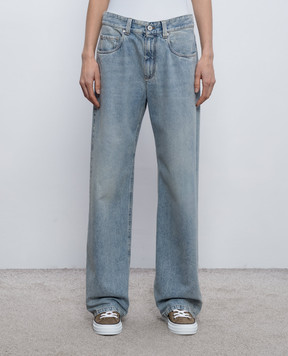 Brunello Cucinelli Блакитні джинси Contemporary Loose з ланцюжком моніль MA095P5565