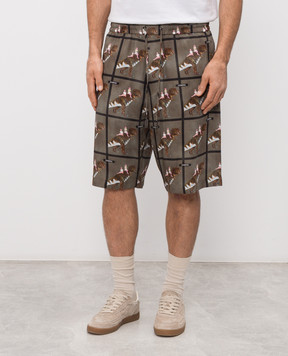 Iceberg Шорти кольору хакі в брендовий принт D1005292