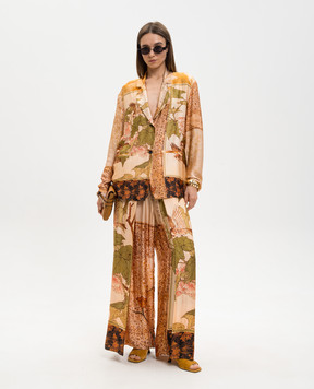 Masnada Бежевый жакет в брендовый принт 8060