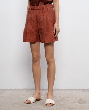 Brunello Cucinelli Коричневі шорти в тканий візерунок MQ988P9149