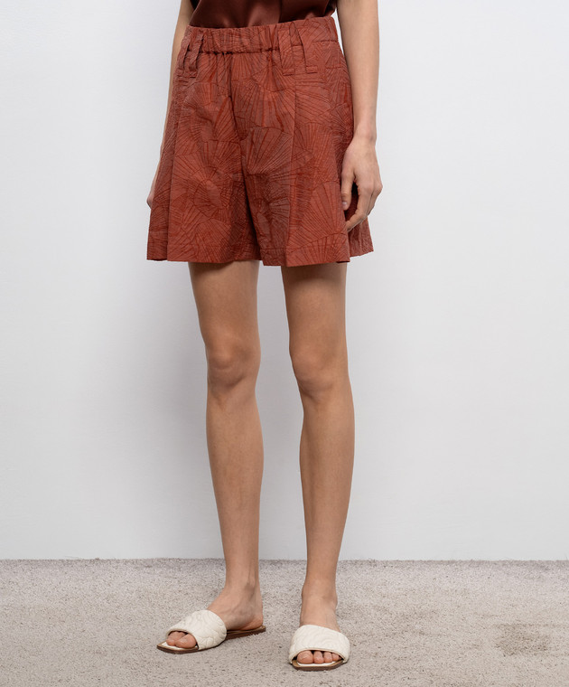Brunello Cucinelli Коричневые шорты в тканом узоре MQ988P9149 изображение 3