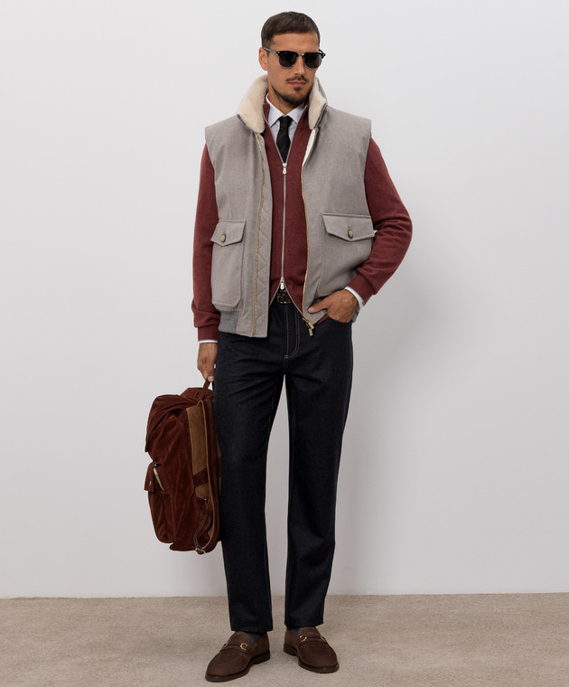 Brunello Cucinelli Бордовий кардиган з кашеміру M2200106 зображення 2