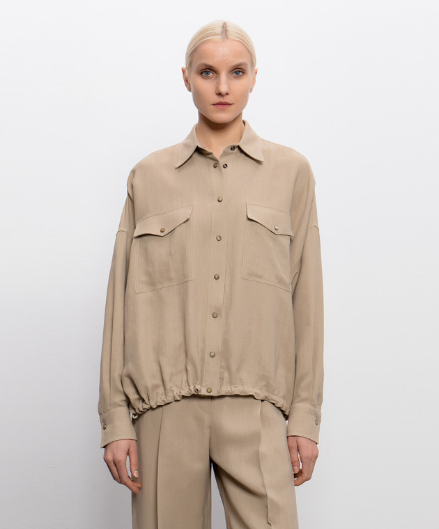 Brunello Cucinelli Бежева куртка з льоном MH126NE416 зображення 3