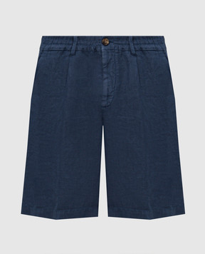 Brunello Cucinelli Шорты синего цвета из льна M243DU0065