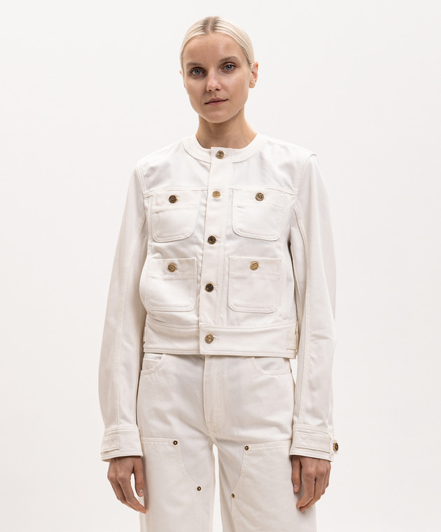 Balmain Джинсовая куртка цвета айвори HF1TC225DG14 изображение 3