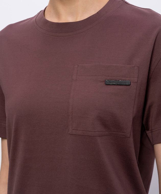 Brunello Cucinelli Футболка кольору марсала MPT81EC710 зображення 5