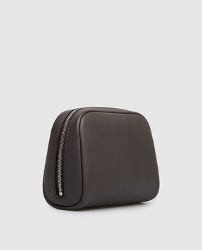 Brunello Cucinelli Темно-коричневий шкіряний несесер з тисненням логотипа MWZNBU430
