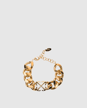 Off-White Золотистий браслет-ланцюг з фактурною емблемою OWOA12FC99MET001