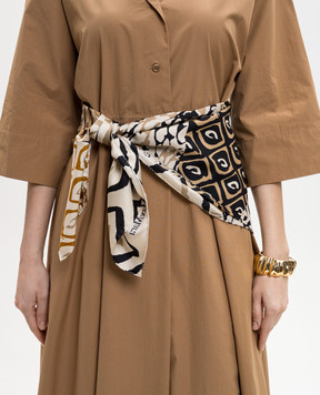 Max Mara Бежевый платок CARRE из шелка в брендовый принт MXACARRE90W1