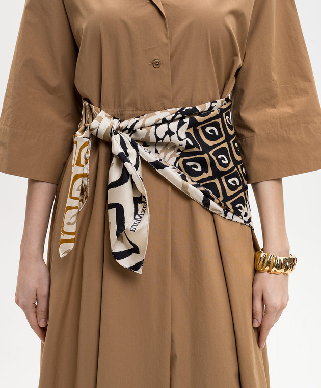 Max Mara Бежевый платок CARRE из шелка в брендовый принт MXACARRE90W1 изображение 2