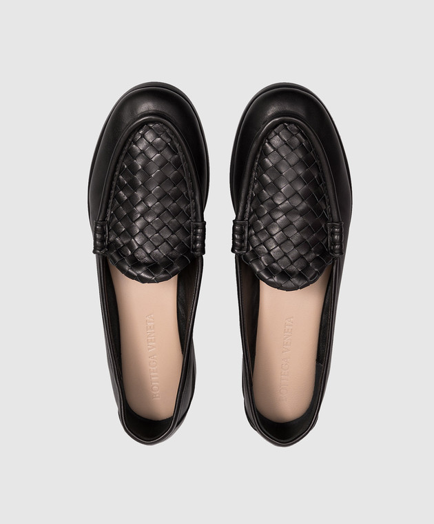 Bottega Veneta Чорні шкіряні лофери Intrecciato 876126VBSDO зображення 4
