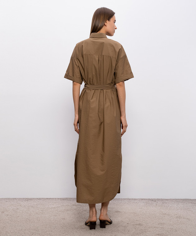 Brunello Cucinelli Коричнева сукня-сорочка з паєтками M0F79AHD91 зображення 4