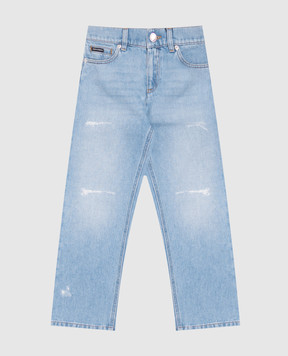 Dolce&Gabbana Дитячі блакитні джинси з проріхами L42F92LDD95814