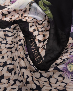 Twinset Чорна хустка в брендовий принт 261TA4220