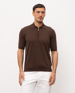 Bilancioni Коричневе поло в перфоровану смужку BE26M5PZF5