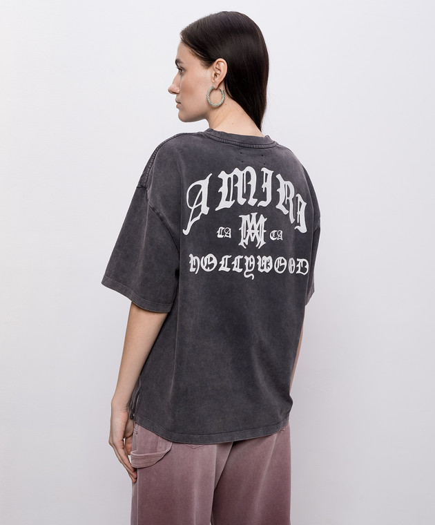 AMIRI Серая футболка с нашивкой монограммы AWTOJR1074 изображение 4