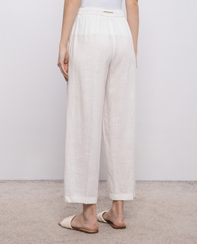 Herno Штани кольору айворі з льоном PT000222D12689