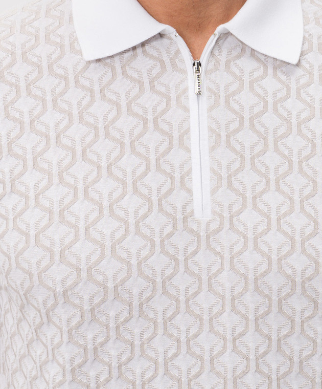 Bertolo Cashmere Белое поло с шелком в узор 902529002542 изображение 5