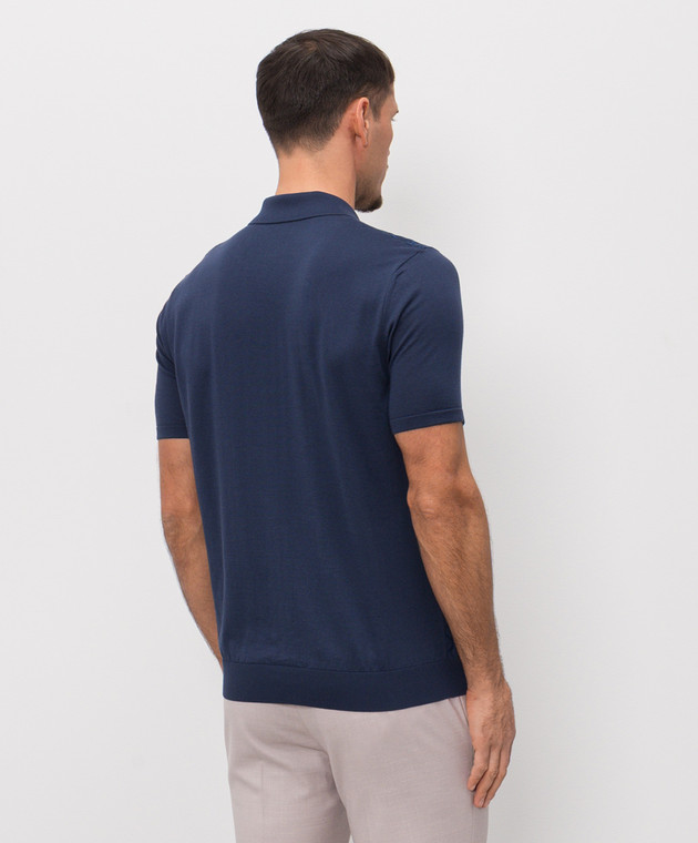 Bertolo Cashmere Синее поло с шелком в узор 902529002542 изображение 4