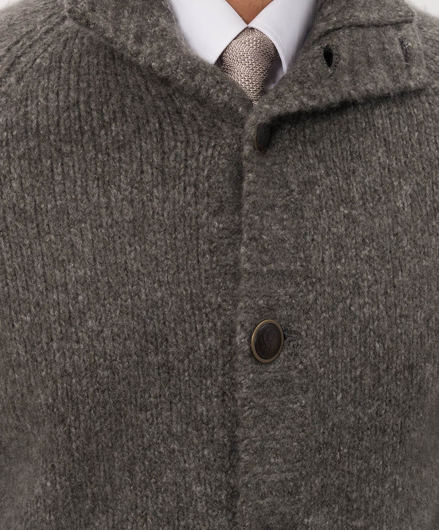 Brunello Cucinelli Серый кардиган из кашемира и шелка MET302106 изображение 5