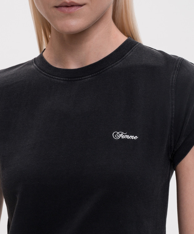 Vetements Чорна футболка з вишивкою WH27TR166B зображення 5