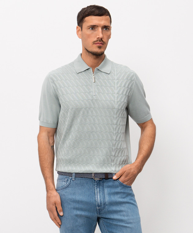 Stefano Ricci Зеленое поло в тканом узоре K616458P31F26220 изображение 3