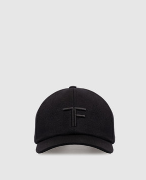Tom Ford Черная кепка из кашемира с вышивкой монограммы MH005TCW003G