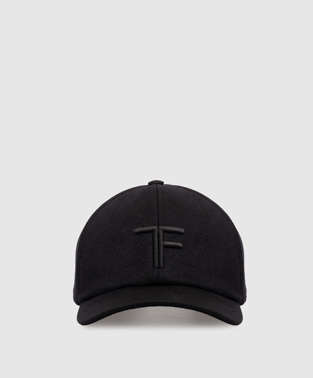 Tom Ford Черная кепка из кашемира с вышивкой монограммы MH005TCW003G