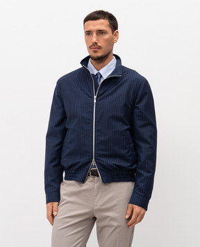 Brunello Cucinelli Синя куртка з вовни в смужку MZ4096580