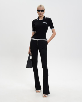 Off-White Черное поло в рубчик с логотипом 2HV007S26KNI001