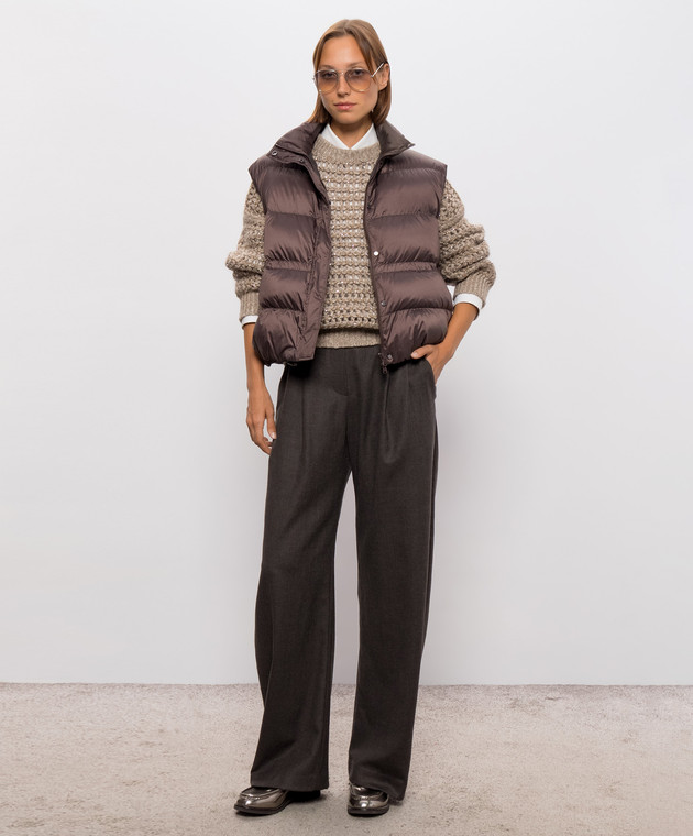 Brunello Cucinelli Темно-коричневые брюки с высокой посадкой MG550P9026 изображение 2