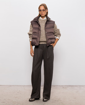 Brunello Cucinelli Темно-коричневые брюки с высокой посадкой MG550P9026
