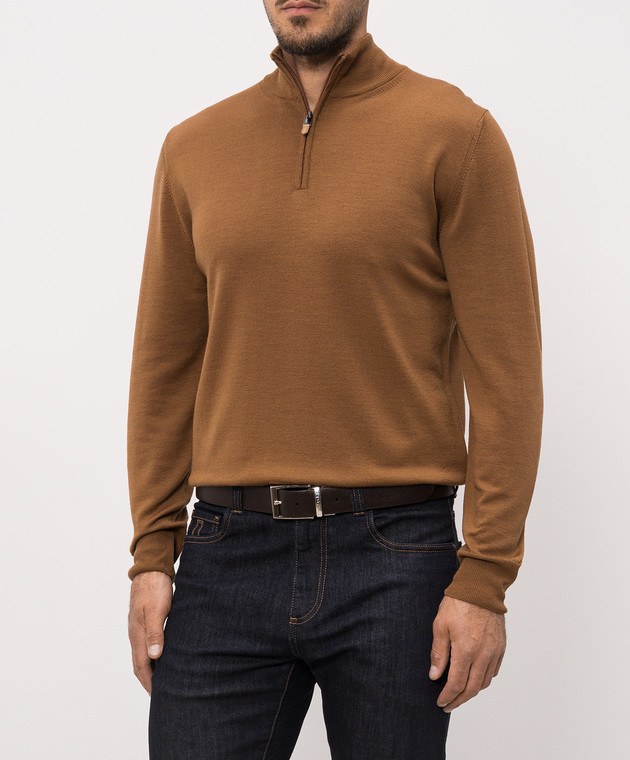 Canali Коричневий шкіряний двосторонній ремінь KA0003350C зображення 2