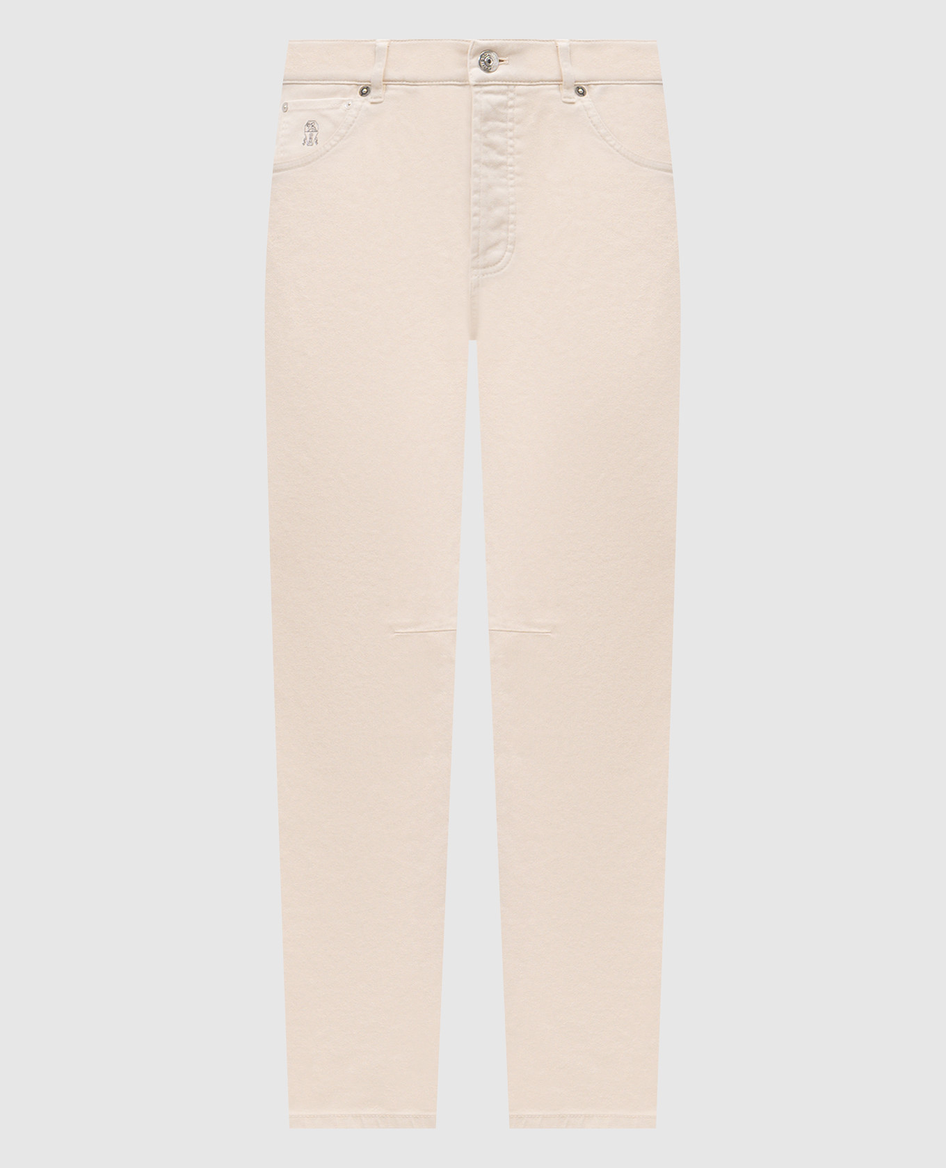 Бежевые джинсы с логотипом патча